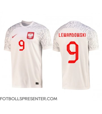 Polen Robert Lewandowski #9 Hemma Matchtröja VM 2022 Kortärmad